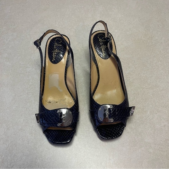 Cole Haan 7B Black Slingback Open Toe heel shoes - Picture 3 of 9